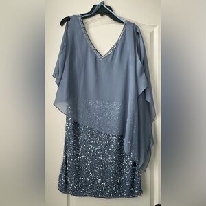 NEVER WORN! Embellished Sheath Dress, Dusty Blue, size 12